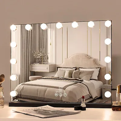 Hollywood Vanity Mirror Large Makeup Mirror W/Lights 15 LED Bulbs Dimmable USB • $70.99