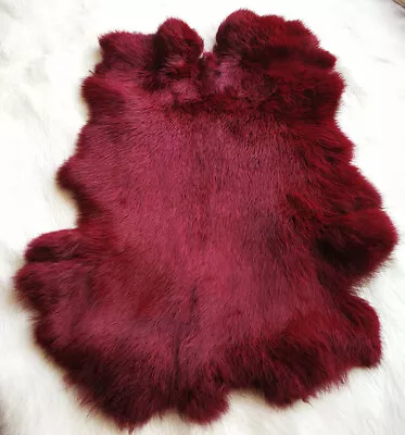 1x Burgundy Genuine Rabbit Skin Fur Leather Hide Pelt For Garment Craft Supply • $9.49