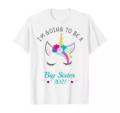 New Womens I'm Going To Be A Big Sister 2021 T-shirt White Small • £8