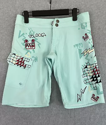 Volcom Boardshorts Juniors 1 Mint Green Missi Mod Beach Surfing Swim 10  Inseam • $14.99