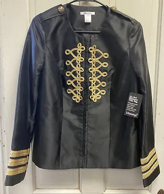 $19.95 • Buy NWT Women’s Size 12 Masseys Black Jacket Zip Up Gold Trim 