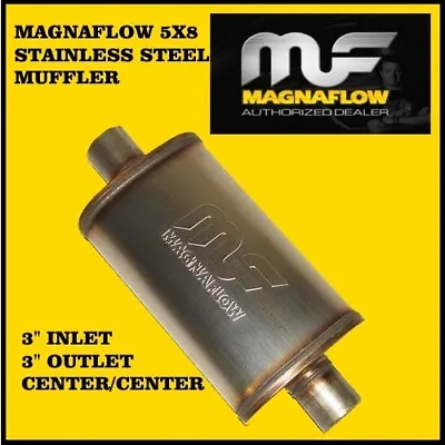 MAGNAFLOW 3  INCH INLET / OUTLET 5x8  OVAL MUFFLER CENTER STAINLESS STEEL SS • $127