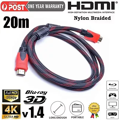 20M HDMI Cable V1.4 Ultra HD 4K Lead 2160p 1080p 3D High Speed Ethernet ARC HEC • $27.49