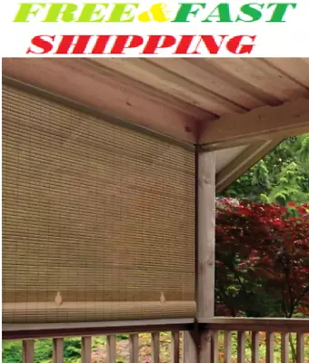 Outdoor Patio Porch Deck Roller Blind Sun Shade Roll Up Brown 96  W X 72  L New • $60.95