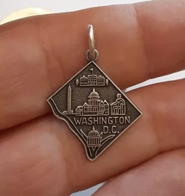 Sterling Silver Washington D.C Capitol Necklace Pendant Vintage 925  • $12.97