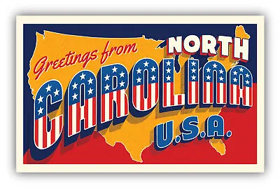 North Carolina USA State Vintage Greetings Vinyl Sticker Decal • $2.75