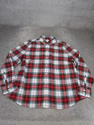 J.Crew Shirt Womens Xl Plaid Flannel Button Up Red Cotton NEW • $24.99