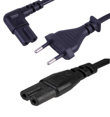 £2.19 • Buy Euro 2 Pin To Figure Of 8 C7 AC Mains Power Cable Lead EU European Schuko Plug