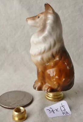 Lamp Finial Porcelain Ceramic Collie Dog 3 3/8  H X 1 1/2  W   (RA) • $14.99