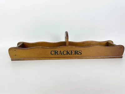 Vintage Brown Wood Cracker Holder Caddy Server Crackers • $10