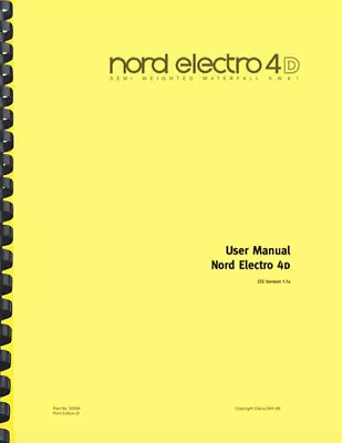 $19.95 • Buy Nord Electro 4D Keyboard Synthesizer OWNER'S MANUAL