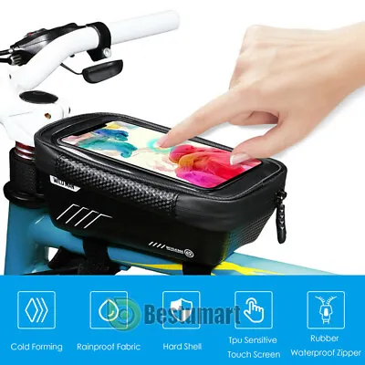 Bicycle Cycling Bike Front Top Tube Frame Bag MTB Waterproof Phone Holder Case • $12.99