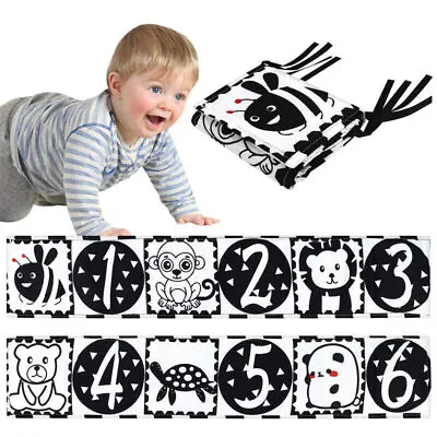 Sensory Cloth Book High Contrast Baby Toys Crib Toys Black And White • £4.99