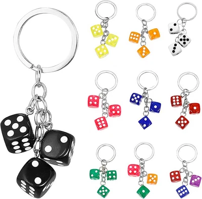 Multi Color Dice Medium Keychain Bag Pendant Creative Small Data Cable Key Ring • £3.23