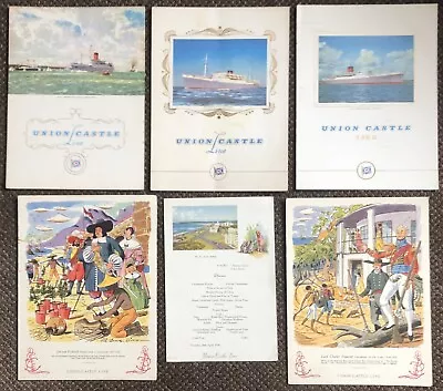 UNION CASTLE SHIPPING LINE Dinner Menus X 6 1956-63 • £29.99