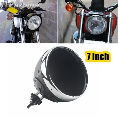 7inch Motorcycle Headlight Housing Shell For Harley Cafe Racer Bulb Bucket Mount • $39.99