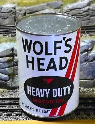 Wolf's Head Motor Oil 1 Quart Oil Can - Cardboard W/Metal Ends -  Full • $3.99