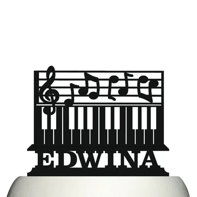 £9.95 • Buy Personalised Acrylic Piano Keyboard Music Notes Birthday Cake Topper Decoration