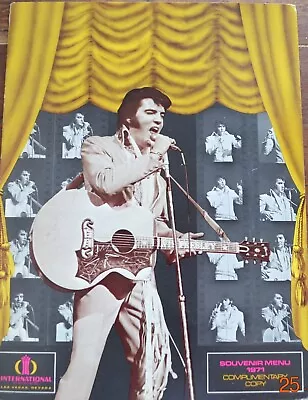 VINTAGE ELVIS PRESLEY LAS VEGAS HILTON 1971 TOUR Souvenir Menu W/add'l Insert. • $350