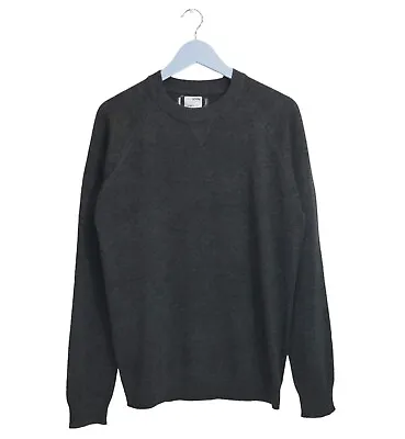 Men's Ex M&S Cotton Charcoal Plain Knitwear Sweater Jumper Tops A36 • £8.99