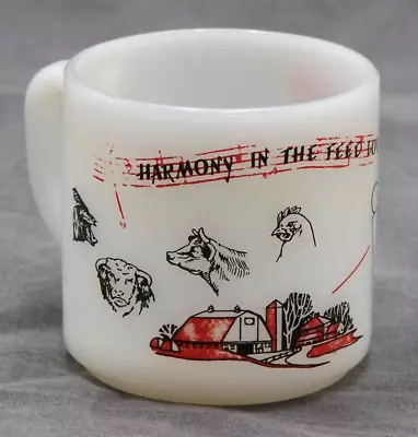 Vintage Federal Milk Glass Mug Harmony In The Feed Lot With Vigortone • $14.99