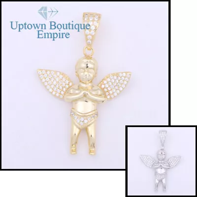 Baby Angel Praying Protection Men Women's 925 Sterling Silver Gold Pendant *GB • $36.99