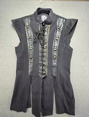 Punk Rave M-L Black Personality Split Hem Gothic Steampunk Vest *READ* • $49.99