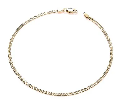 9ct Yellow Gold On Silver 10.5 Inch Ladies Ankle Bracelet Anklet - Double Curb • £10.95