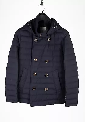 Moncler Hooded Roux Blue Down Light Jacket For Men Size 2 (M) S623 • $349