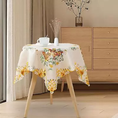 Easter Tablecloth Rustic Farmhouse For Round Table Table Decor Embroided For • £8.41