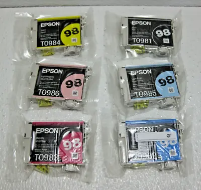 Epson 98 Genuine Ink Set T098120 T098220 T098320 T098420 T098520 T098620 High Yd • $54.95