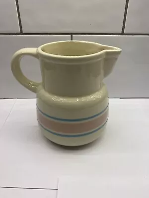 Vintage McCoy Pottery Pitcher With Pink And Blue Stripe #132 USA • $19.95