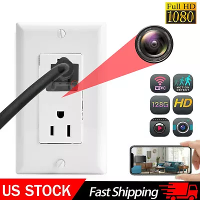 1080P HD WiFi IP Wall AC Outlet Home Security Nanny Camera Audio Video Recorder • $59.84