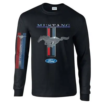 Licensed Ford Mustang Racing Stripes Long Sleeve T-Shirt GT Shelby Pony Tee • $29.75