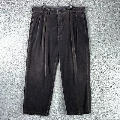 Vintage Polo Ralph Lauren Corduroy Pants Mens 38x26 Brown Baggy Pleated Cords • $28.99