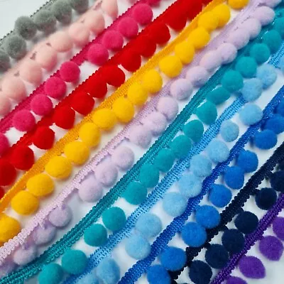 £2.49 • Buy MEDIUM POM POM TRIM 10mm Bobbles PER METRE Top Quality Pompom Fringe 