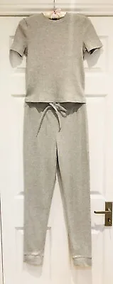 H&M Womens Ribbed Cotton Pyjama Set XS Grey • $24.88