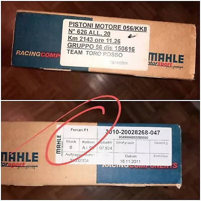 FERRARI Engine 056-CARTON BOX(empty) Pistons MAHLE2011 TEAM TORO ROSSO FERRARI  • £39