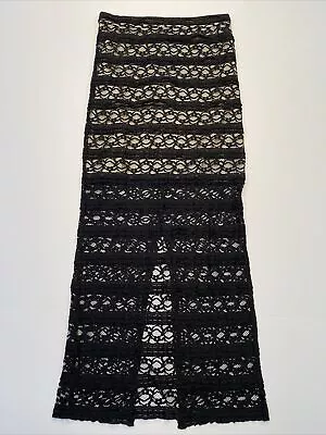 Alice + Olivia Maxi Sheer Lace Skirt Black Cream 0 • $44.95