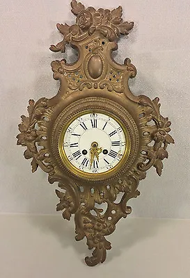 $601.66 • Buy Antique Mougin Cartel Clock Dostal Bronze Case Running Porcelain Face
