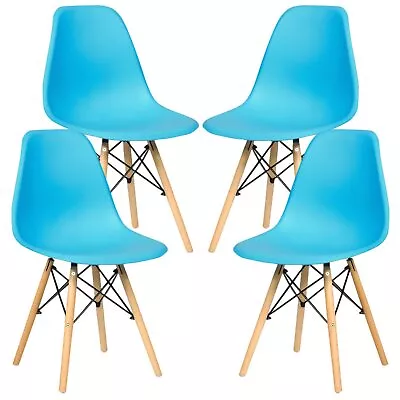 Set Of 4 Mid Century Modern DSW Dining Side Chair Wood Legs • $91.59