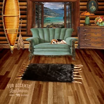 $299.99 • Buy Bear Skin Pelt Rug - Brown Buffalo Area Rug W/ Wolf Tails Faux Fur FUR ACCENTS 