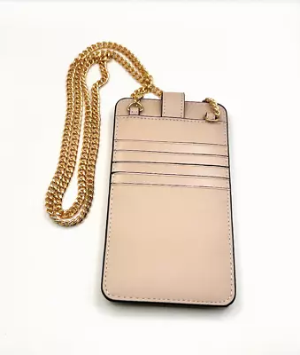 Michael Kors Pink Crossbody Bag Phone Cards Case Gold Chain Strap New • $31