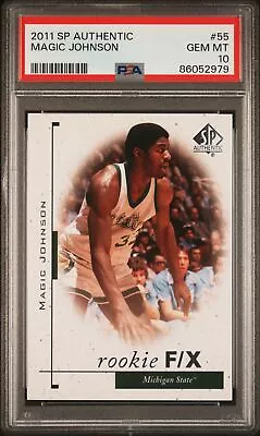 2011 Sp Authentic #55 Magic Johnson Hof Rookie F/x Psa 10 K3870670-979 • $24.99