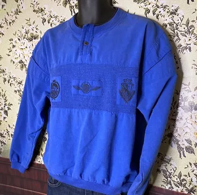 Vintage 80s 90s Street Scenes Sweater Pullover Henley  Style Men’s Medium • $20