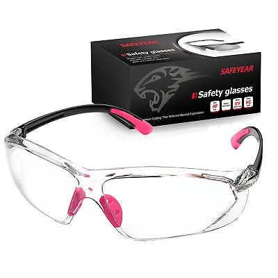 SAFEYEAR Safety Glasses Anti-Fog Clear Lens Adjustable Strap Scratch Resistant • $15.99