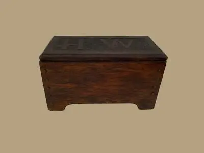 Antique Herman Warner Monogram Carved HW Walnut Box Germany 6  X 4  X 3  • $45