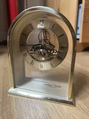 London Clock Company  Gold Coloured Quartz Battery Skeleton Mantle Clock 03128 • £35.99