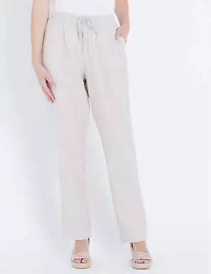 W LANE - Womens Pants - Brown Summer Full Length - Linen Casual Fashion Trousers • $20.37