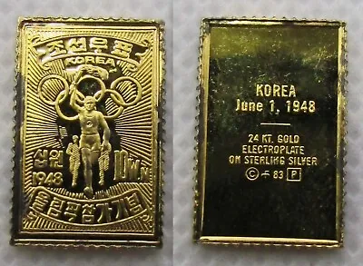 Korea 1948 24k On 925 Sterling Silver Ingot Olympic Stamp • £19.24